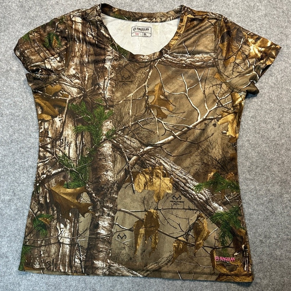 Magellan Hunt‎ Gear T-Shirt XL Brown Realtree Camo Moisture Wicking Mesh